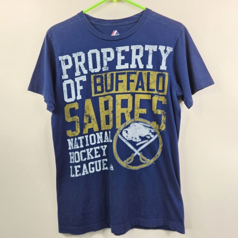 Majestic NHL Buffalo Sabres Short Sleeve Ringspun Crew Neck Graphic Tee Medium